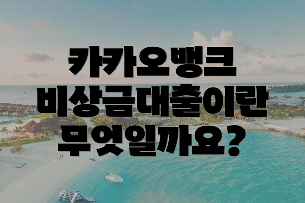 카카오뱅크 비상금대출이란 무엇일까요?