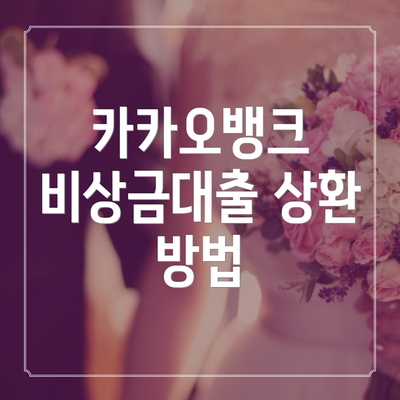카카오뱅크 비상금대출 상환 방법