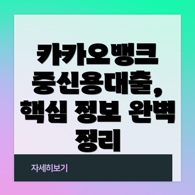 카카오뱅크 중신용대출, 핵심 정보 완벽 정리