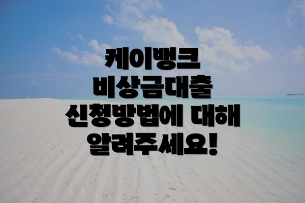 케이뱅크 비상금대출 신청방법에 대해 알려주세요!