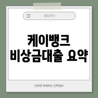 케이뱅크 비상금대출 요약