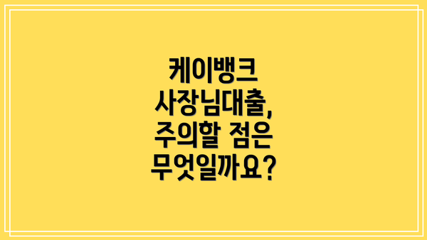 케이뱅크 사장님대출, 주의할 점은 무엇일까요?