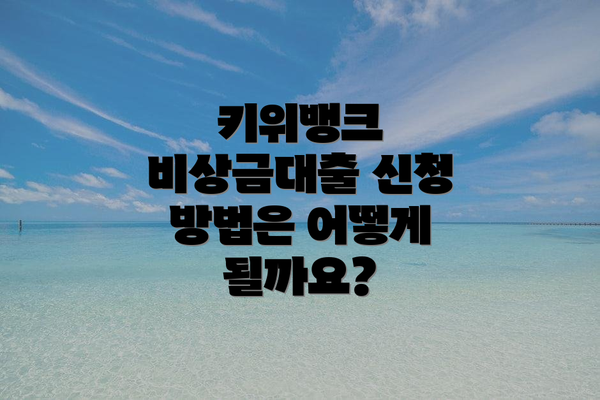 키위뱅크 비상금대출 신청 방법은 어떻게 될까요?