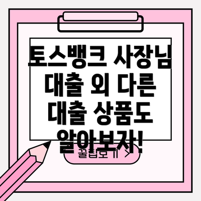 토스뱅크 사장님 대출 외 다른 대출 상품도 알아보자!