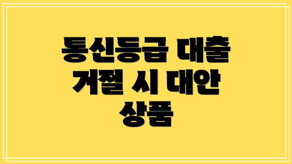 통신등급 대출 거절 시 대안 상품