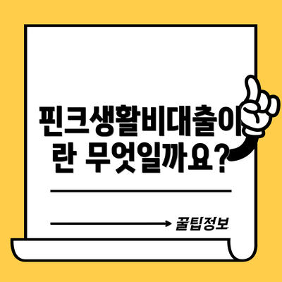 핀크생활비대출이란 무엇일까요?