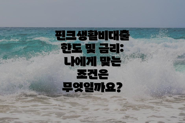 핀크생활비대출 한도 및 금리: 나에게 맞는 조건은 무엇일까요?