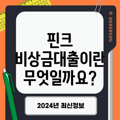 핀크 비상금대출이란 무엇일까요?