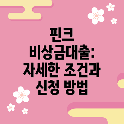 핀크 비상금대출: 자세한 조건과 신청 방법