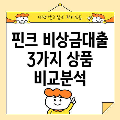 핀크 비상금대출 3가지 상품 비교분석