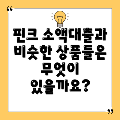 핀크 소액대출과 비슷한 상품들은 무엇이 있을까요?