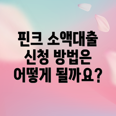 핀크 소액대출 신청 방법은 어떻게 될까요?