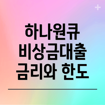 하나원큐 비상금대출 금리와 한도