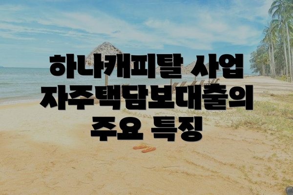 하나캐피탈 사업자주택담보대출, 한눈에 보기