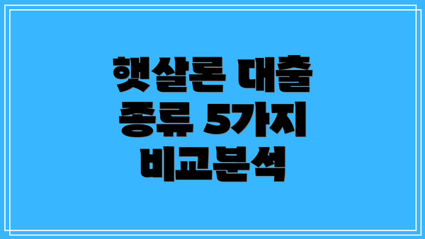 햇살론 대출 종류 5가지 비교분석