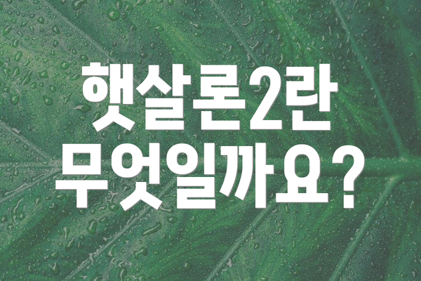 햇살론2란 무엇일까요?