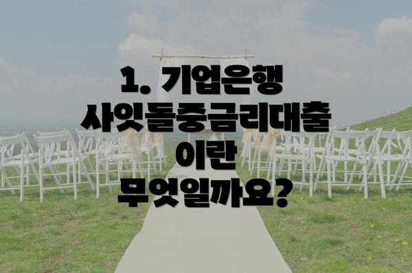 1. 기업은행 사잇돌중금리대출이란 무엇일까요?