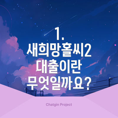 1. 새희망홀씨2 대출이란 무엇일까요?