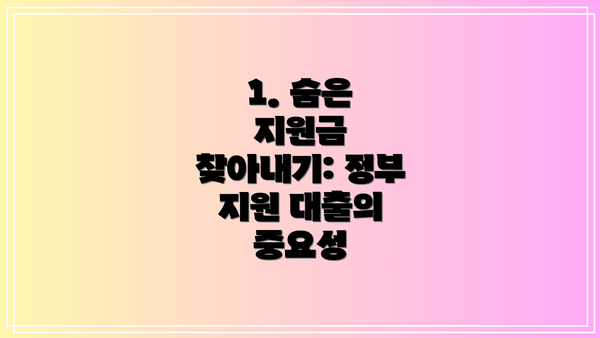 1. 숨은 지원금 찾아내기: 정부 지원 대출의 중요성