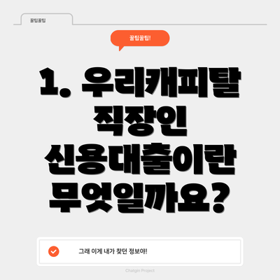 1. 우리캐피탈 직장인 신용대출이란 무엇일까요?