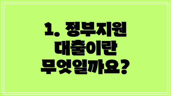 1. 정부지원 대출이란 무엇일까요?