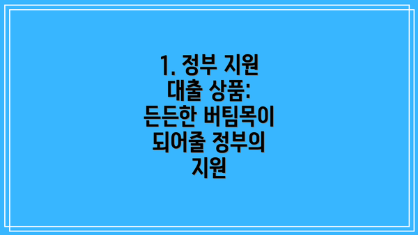 1. 정부 지원 대출 상품: 든든한 버팀목이 되어줄 정부의 지원