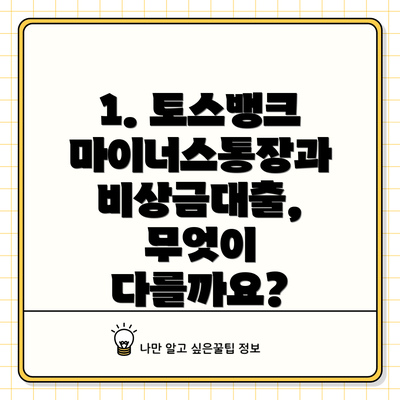1. 토스뱅크 마이너스통장과 비상금대출, 무엇이 다를까요?