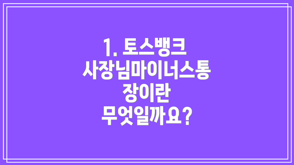 1. 토스뱅크 사장님마이너스통장이란 무엇일까요?