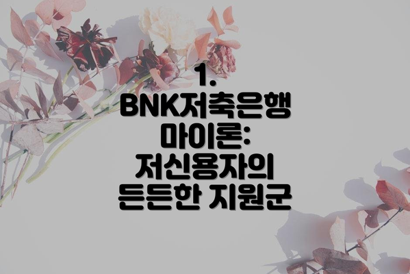 1. BNK저축은행 마이론: 저신용자의 든든한 지원군