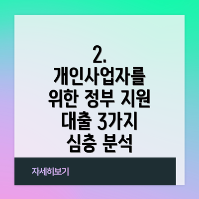 2. 개인사업자를 위한 정부 지원 대출 3가지 심층 분석