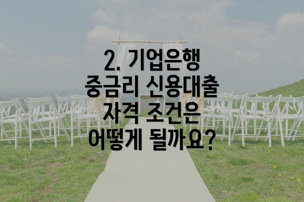 2. 기업은행 중금리 신용대출 자격 조건은 어떻게 될까요?