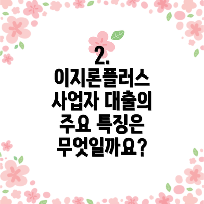 2. 이지론플러스 사업자 대출의 주요 특징은 무엇일까요?