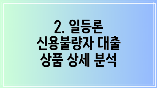 2. 일등론 신용불량자 대출 상품 상세 분석