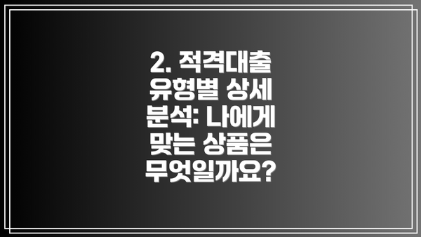 2. 적격대출 유형별 상세 분석: 나에게 맞는 상품은 무엇일까요?