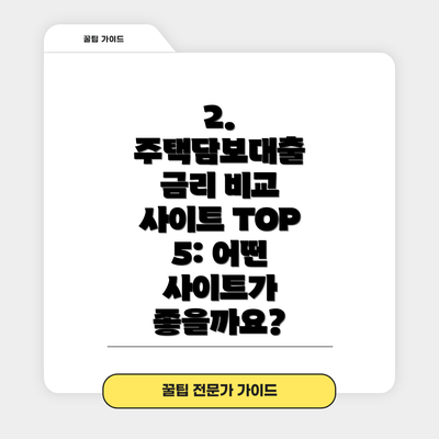 2. 주택담보대출 금리 비교 사이트 TOP 5: 어떤 사이트가 좋을까요?