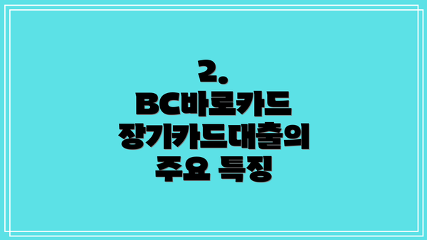 2. BC바로카드 장기카드대출의 주요 특징