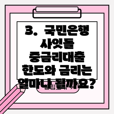 3.  국민은행 사잇돌 중금리대출 한도와 금리는 얼마나 될까요?