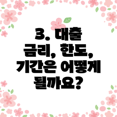 3. 대출 금리, 한도, 기간은 어떻게 될까요?