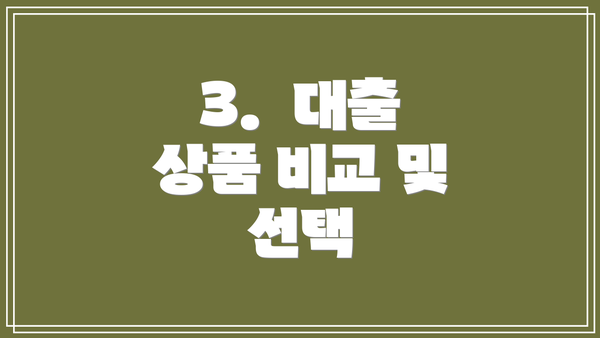 3.  대출 상품 비교 및 선택