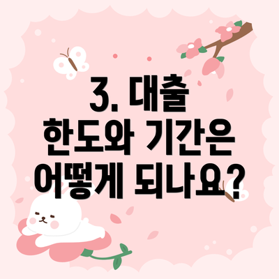 3. 대출 한도와 기간은 어떻게 되나요?