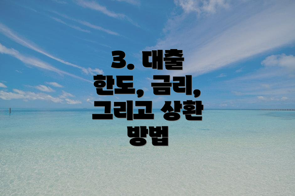 3. 대출 한도, 금리, 그리고 상환 방법
