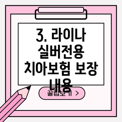 3. 라이나 실버전용 치아보험 보장 내용