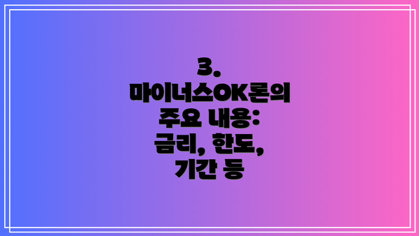 3. 마이너스OK론의 주요 내용: 금리, 한도, 기간 등