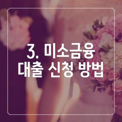 3. 미소금융 대출 신청 방법