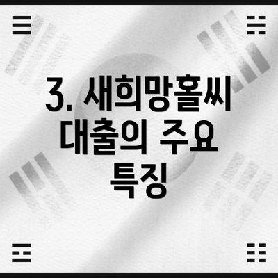 3. 새희망홀씨 대출의 주요 특징
