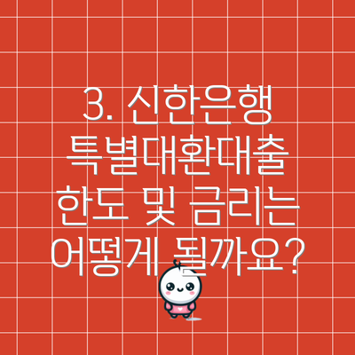 3. 신한은행 특별대환대출 한도 및 금리는 어떻게 될까요?