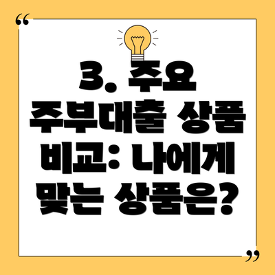 3. 주요 주부대출 상품 비교: 나에게 맞는 상품은?