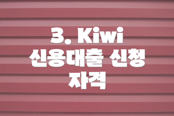 3. Kiwi 신용대출 신청 자격