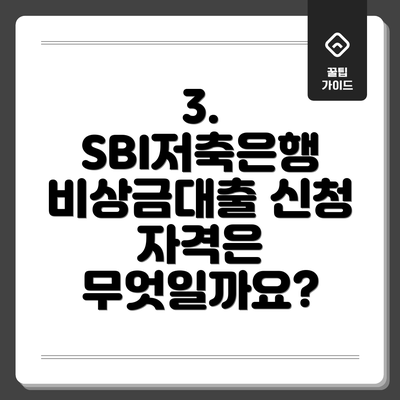 3. SBI저축은행 비상금대출 신청 자격은 무엇일까요?