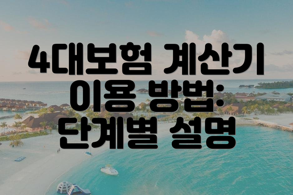 4대보험 계산기 이용 방법:  단계별 설명